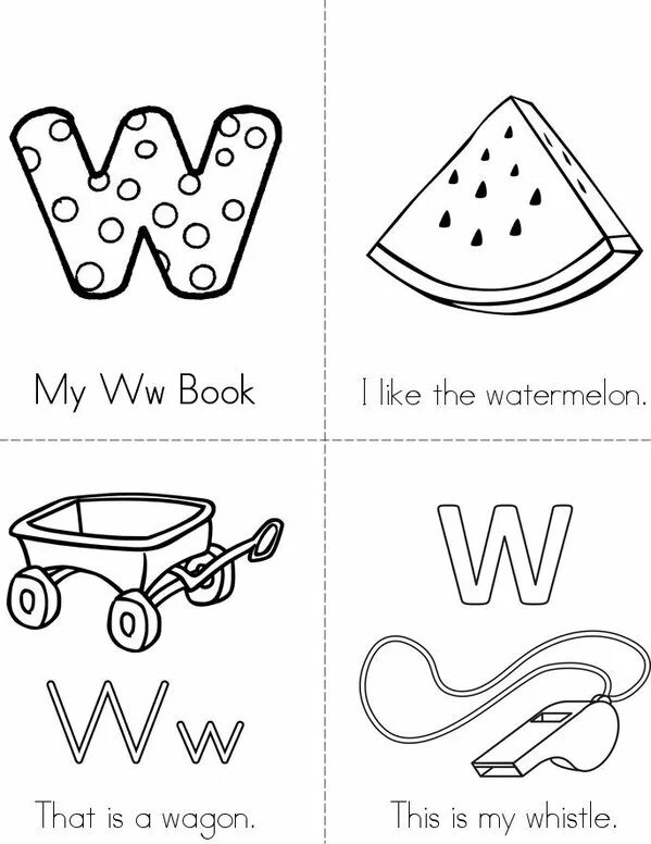 My letter book. Letter w book. Letter w Craft. Books for Letter w. Letter w Craft for Kids.