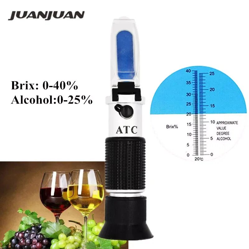 Рефрактометр сахар ATC 40 Brix. Рефрактометр для вина 0-25% и сахара 0-40 Brix. Рефрактометр для вина 0-32% Brix, 0-25.