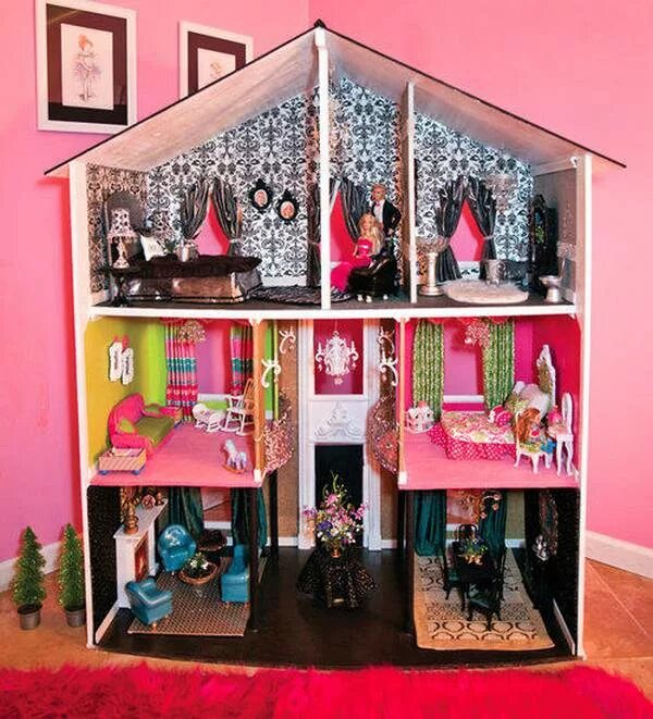 кукольный домик своими руками. домик для барби из картонной коробки. кукольный домик. домик для кукол из коробки. как сделать домик для барби.