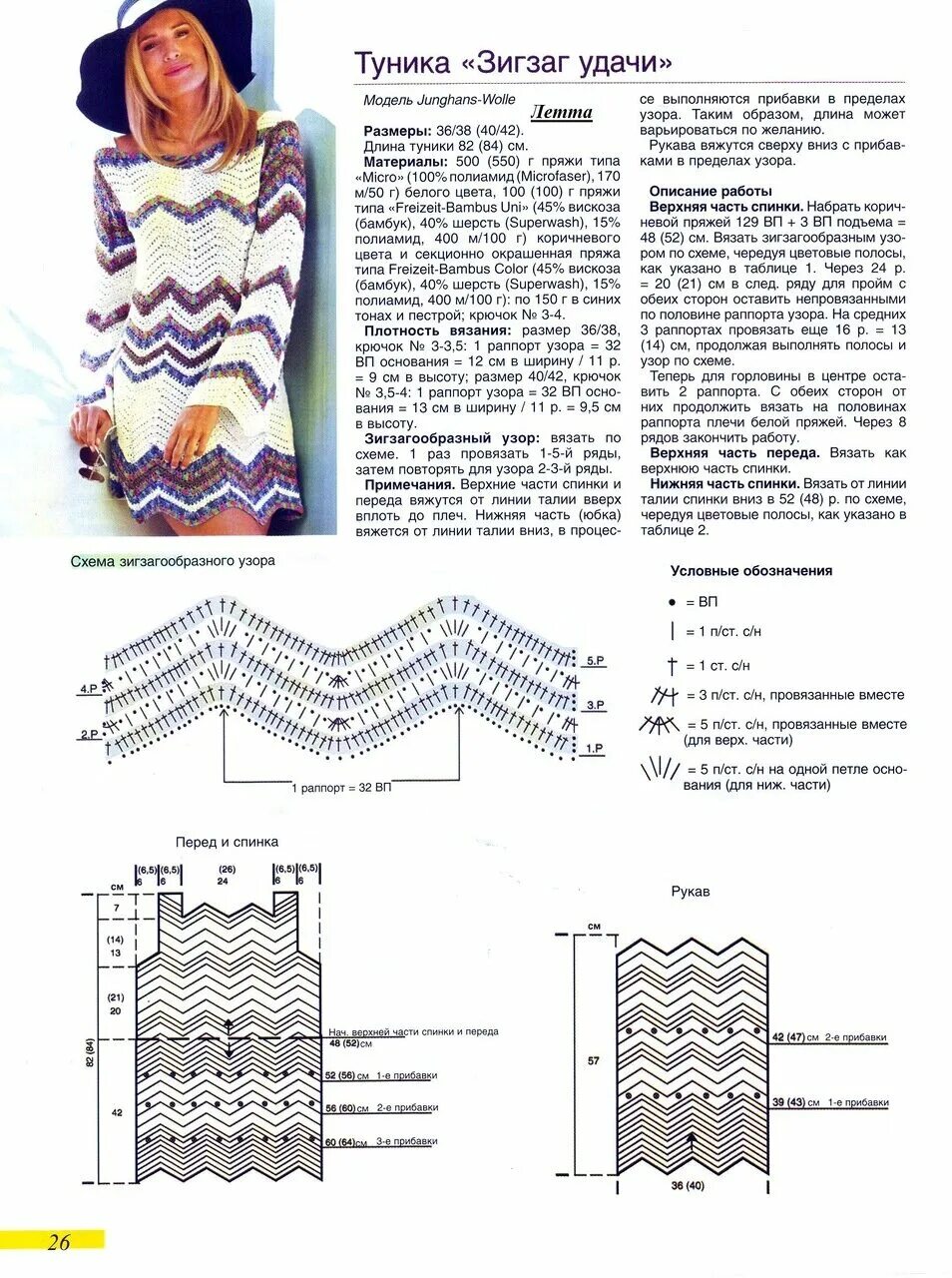 Вязание рисунком зигзаг