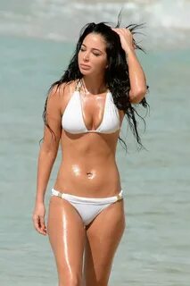 Tulisa Contostavlos in White Bikini in Barbados (adds). 
