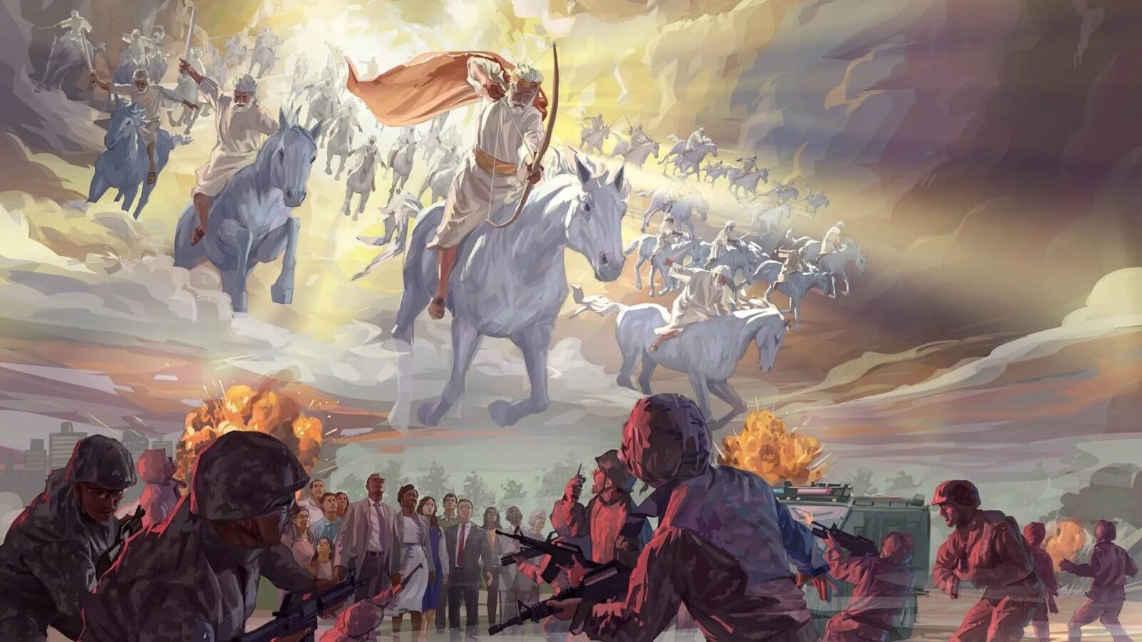 Перед вторым пришествием. Армагеддон последняя битва. Второе пришествие Иисуса Христа на коне. Армагеддонская битва Библия. Армагеддон и второе пришествие Иисуса Христа.