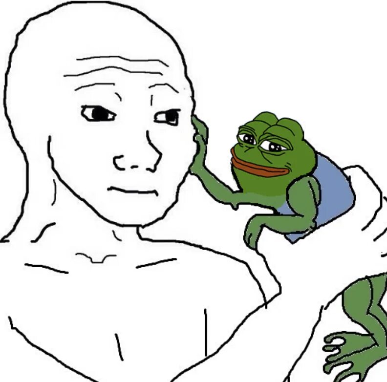 Look that feeling. Пепе и Wojak. Wojak и Лягушонок Пепе. Пепе обнимает Пепе. Wojak hug Pepe.