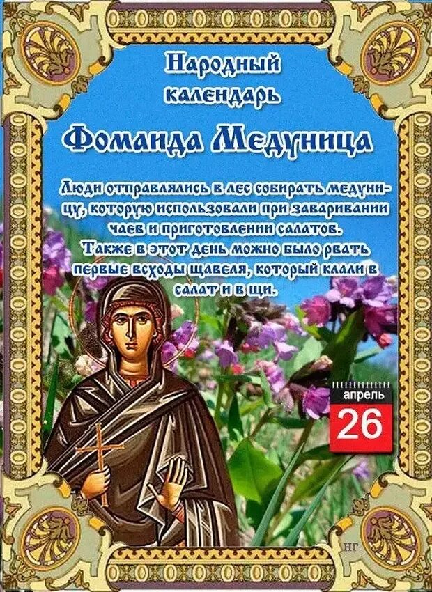 Народный календарь. Фомаида Медуница. 26 Апреля праздник Фомаида Медуница. Народный календарь 26 апреля Фомаида Медуница. 26 Апреля Фомаида Медуница (заячьи именины).