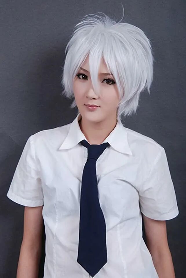 White cosplay. Косплей Киллуа парик. Парик мужской для косплея. Косплей с белыми волосами.