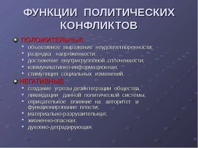 Негативные последствия исключения оппозиции. Функции политических конфликтов. Положительные функции политических конфликтов. Последствия политических конфликтов. Позитивные функции политического конфликта.