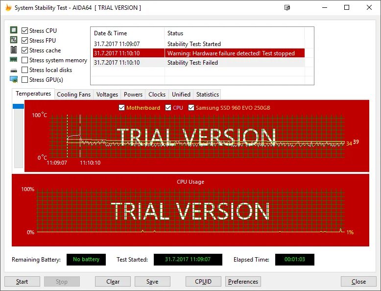 Failed to detect. Hardware failure detected. ошибка &quot;hardware failure. графики system stability test. system stability tester.