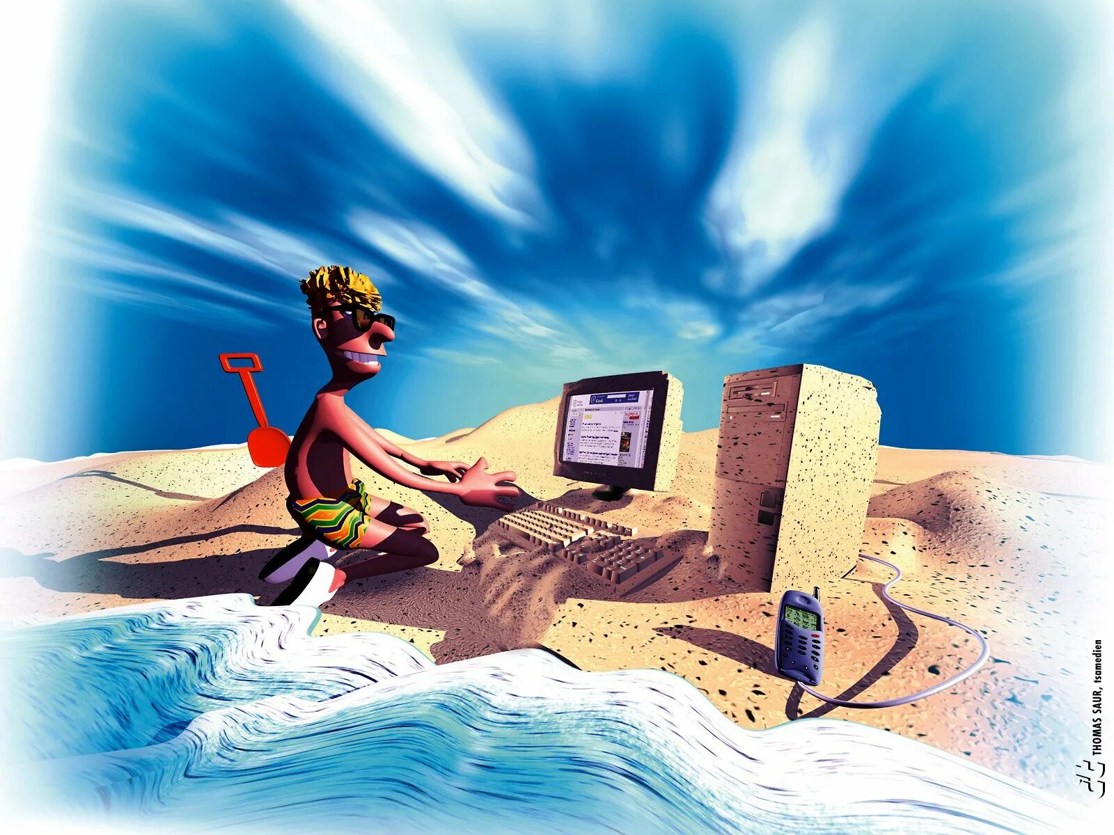 Сотрудник в отпуске. Карикатуры про отпуск. Отпуск. Легкий отпуск лапенко. С ноутбуком на пляже.