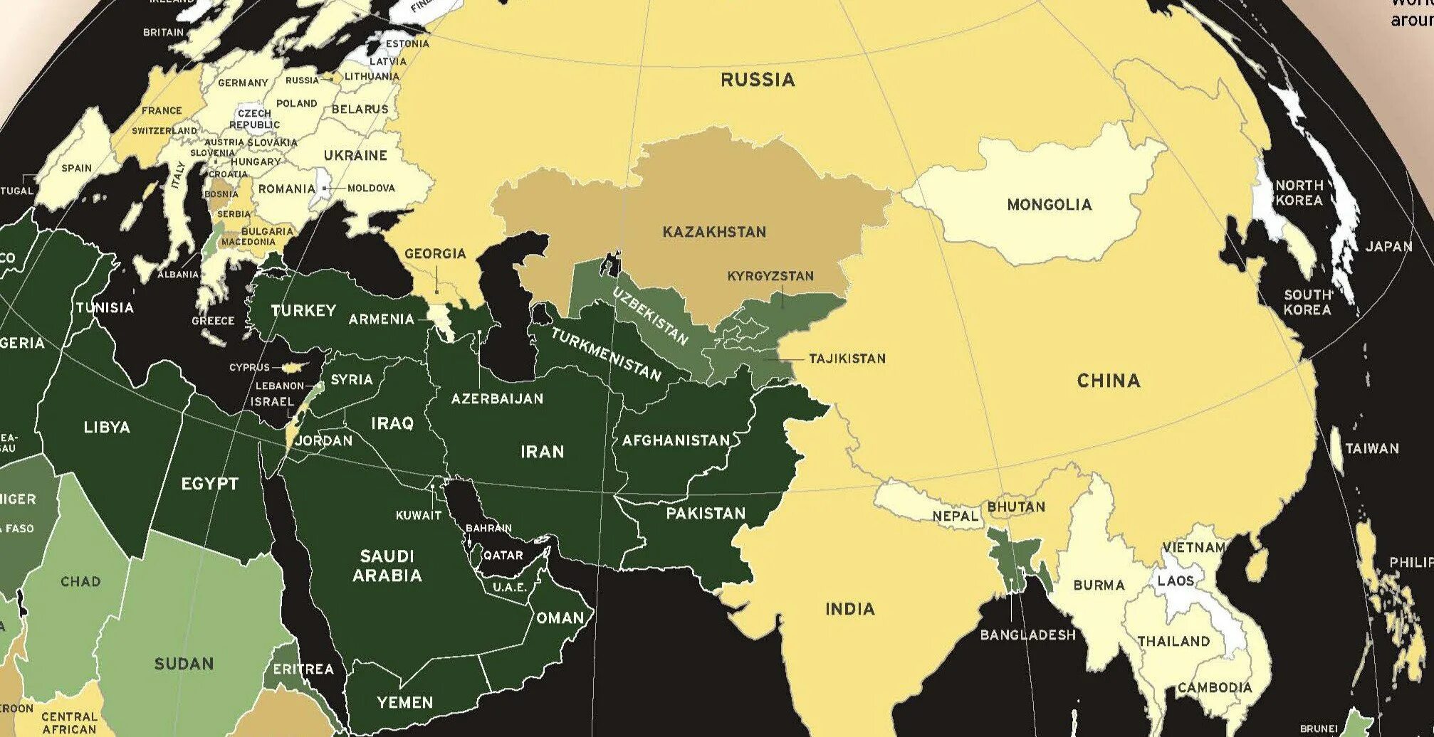 Мусульманские республики россии. Мусульманские страны. Карта Ислама в мире. Исламские страны на карте.
