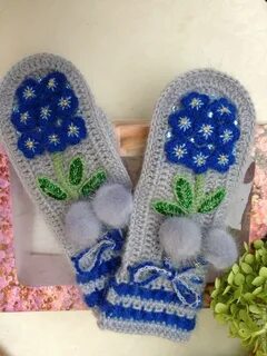Варежки связанные крючком