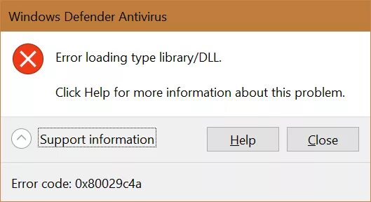 Windows Defender ошибка. Error in loading dll. Ошибка при загрузке библиотеки. Код 80029.. Defender ошибка