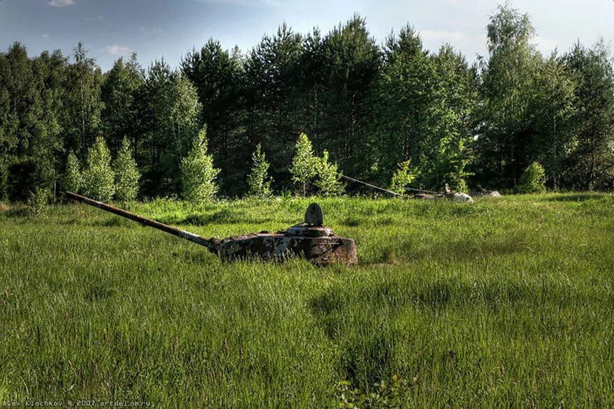 Танковый участок. Природа после войны. Военный пейзаж. Танк в лесу. Военные в лесу.