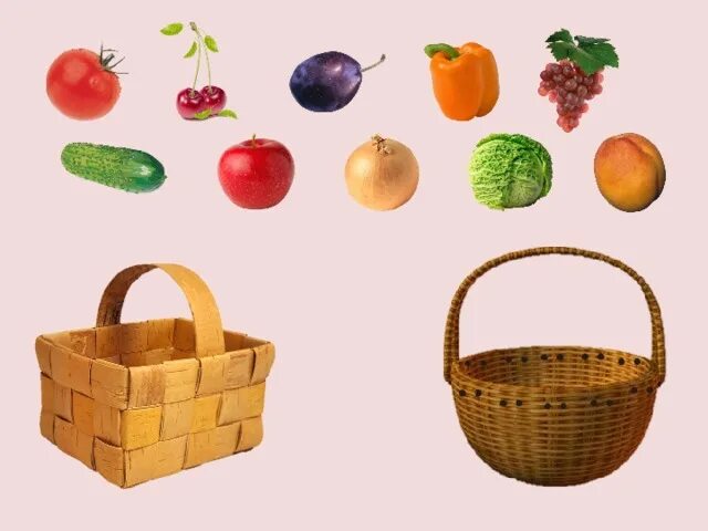 Игра собираем овощи. Разложи фрукты и овощи по корзинкам. Дифференциация фрукты и овощи. Задание Собери в корзинку овощи и фрукты-. Корзинка для овощей и фруктов для дошкольников.