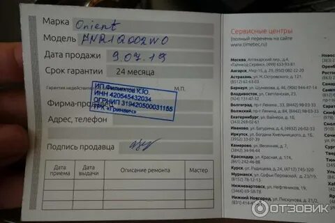 Гарантия заполнена