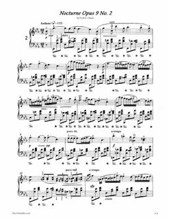 Chopin - Nocturne Op 9 No 2 Partituras para Piano Ücretsiz Notalar, Piyano ...