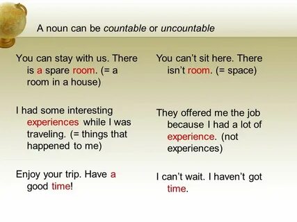 Countable and uncountable nouns 9 grade