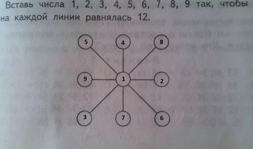 Вставь числа от 1 до 9 так чтобы сумма чисел на каждой линии равнялась 12. Вставь числа 1,2, 3 так чтобы сумма на каждой линии равнялась 12. Сумма чисел.в каждой линии 12. Расположи числа 12345 в кружках так чтобы сумма равнялась 9. Без четырех девять