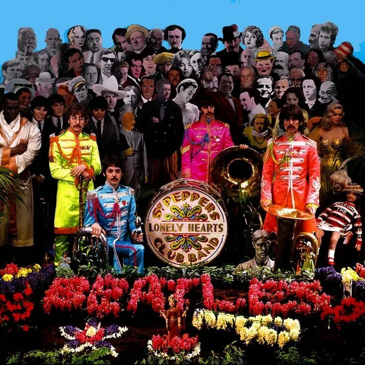Pepper's lonely hearts club band 1967. Обложка битлз сержант пеппер. Обложка альбома битлз sgt pepper s lonely hearts club band. Pepper's lonely hearts club band 1967. Обложка альбома битлз клуб одиноких сердец сержанта пеппера.