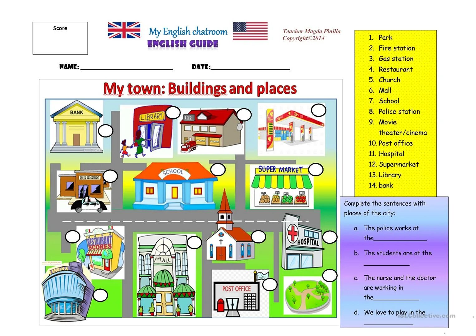 Places in the City английском. Town City Vocabulary английский. Places in Town задания. Город Worksheets. Игра английский дом