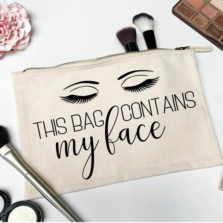 Come within. Makeup Bag illustration. Мешок косметики прикол. Cosmetic Bag Mockup.