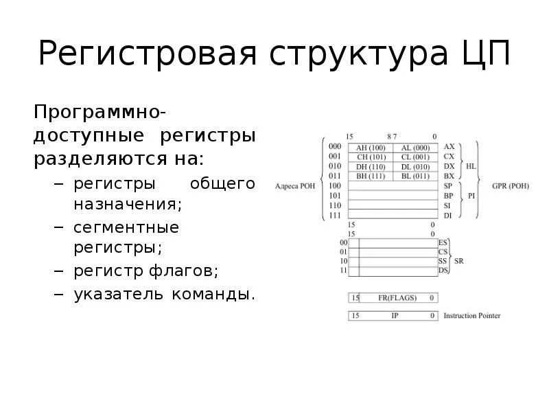 Регистр произведения. Регистры процессора схема. Регистровая структура. Структура регистров общего назначения. Программно доступные регистры.