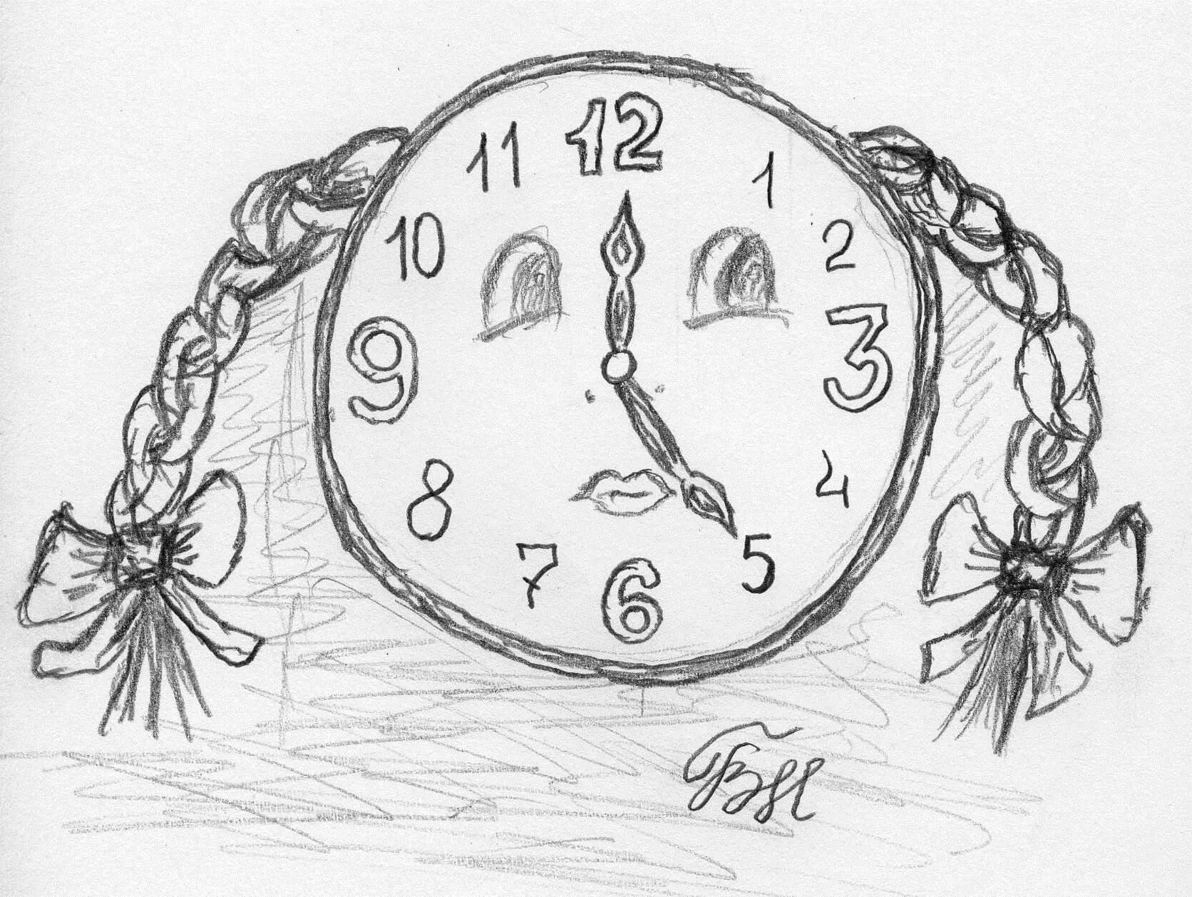 Часы рисунок. Часы нарисованные. Часы "карандаши". Рисунок часов карандашом.