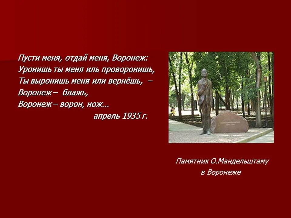 Пусти меня мама пусти меня родная. Памятник Мандельштаму в Воронеже. Стих про Воронеж. Проза о Воронеже. Мандельштам Воронеж.