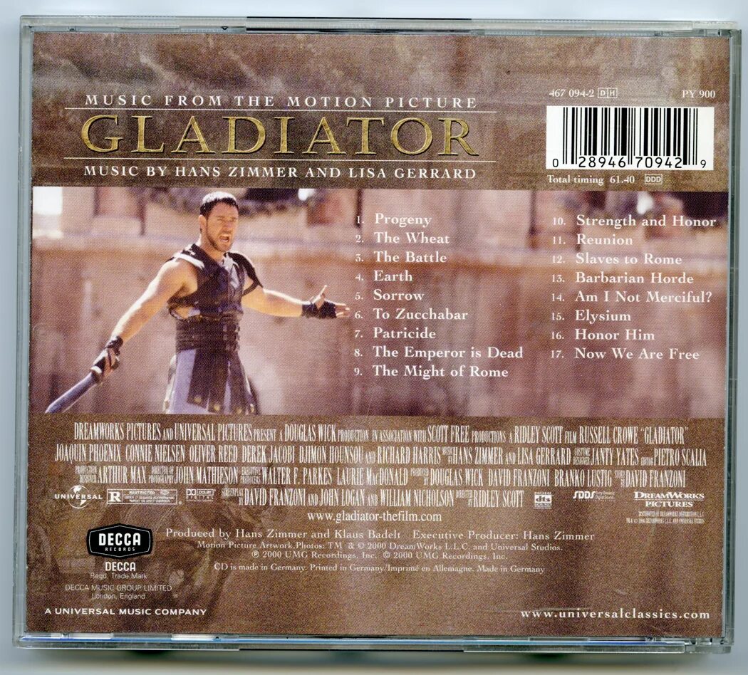Gladiator Ханс Циммер. OST "Gladiator". Hans Zimmer and Lisa Gerrard – Gladiator.
