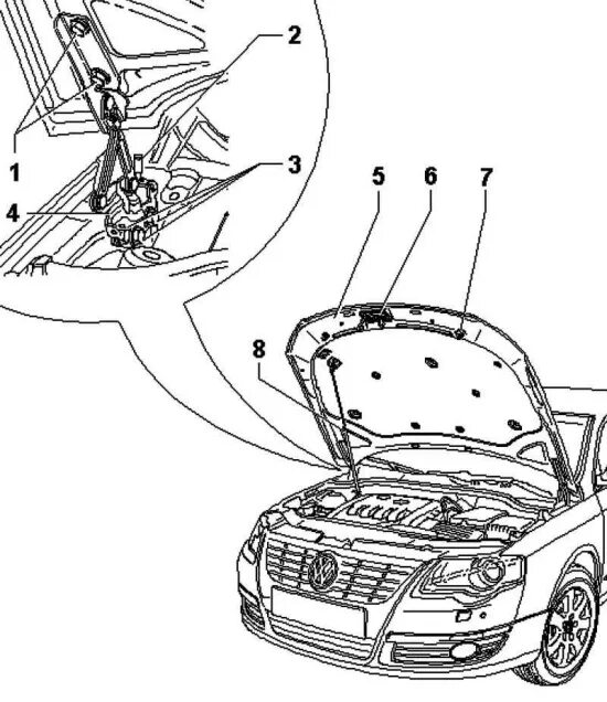 Как снять крышку капота Замена троса капота Volkswagen Golf Mk4, 1,9 л, 2000 года своими руками DRIVE2