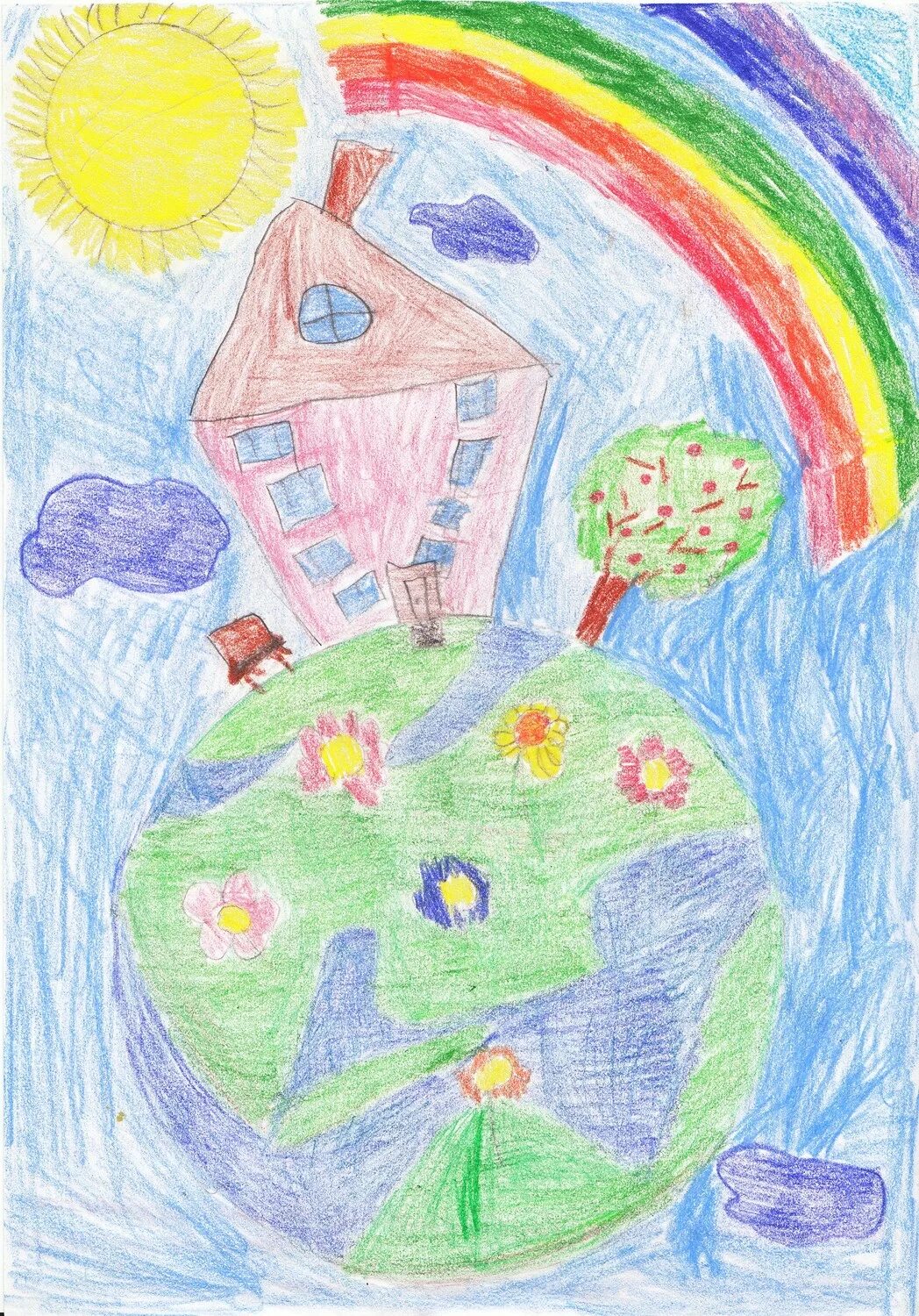 Детские рисунки. Рисование на тему Планета земля. Земля рисунок для детей. Красивые детские рисунки.