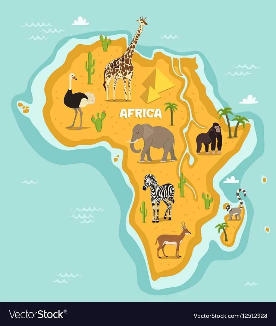 Африка карта для детей. Животные Африки для детей. Континент Африка для детей. Карта Африки картинка для детей.