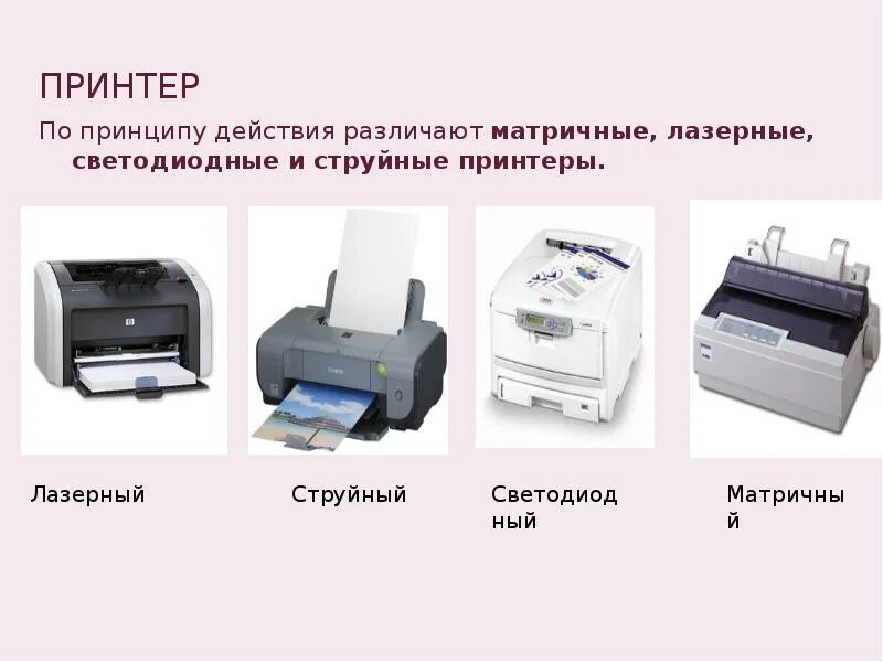 Существующий вид принтера. Принтеры струйные матричные лазерные таблица. виды принтеров матричный струйный лазерный. виды принтеров матричный струйный лазерный таблица. принтеры типы принтеров: струйные, лазерные..
