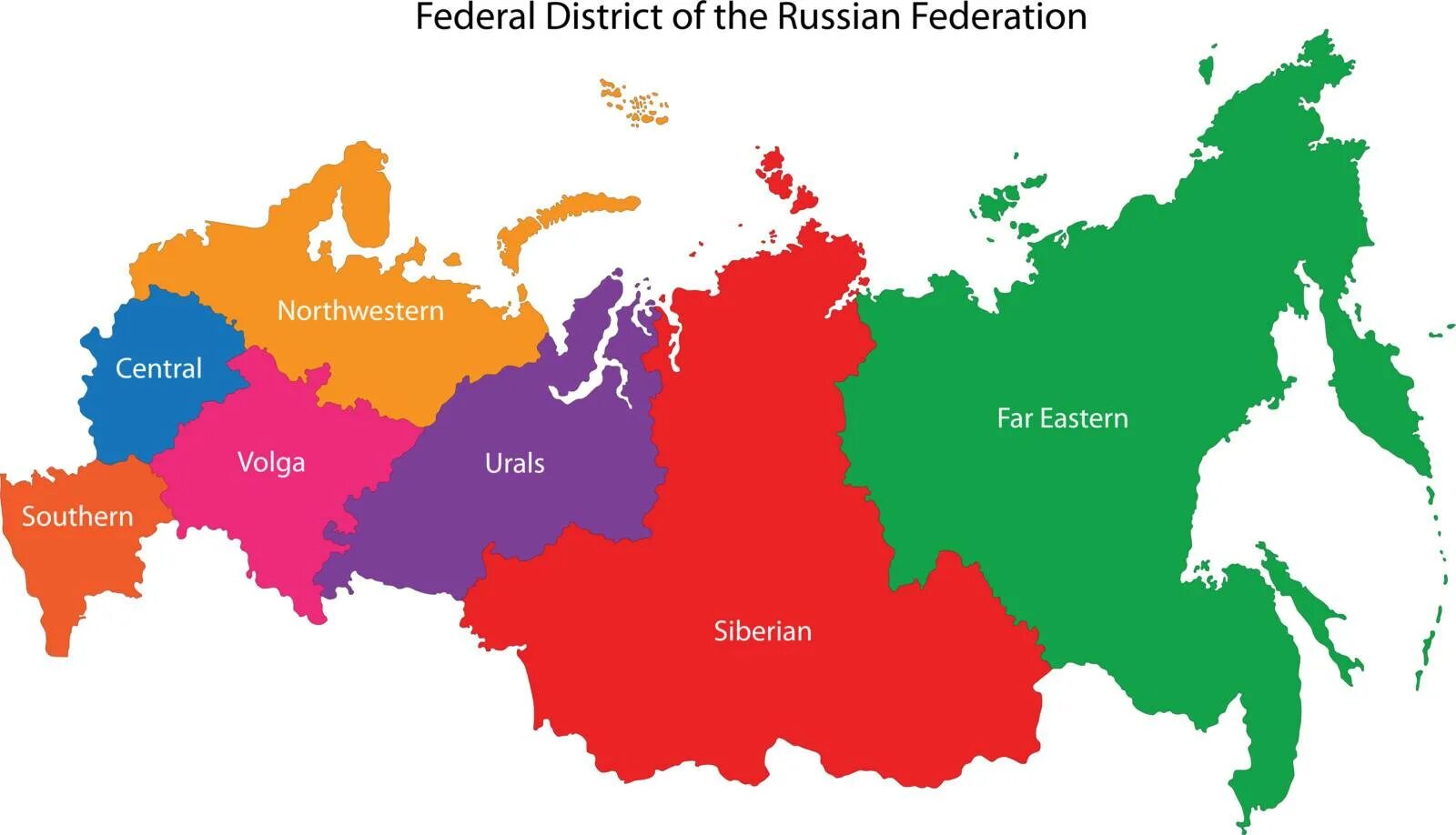 Total area of the russian federation. Карта России с округами. Федеральные округа Российской Федерации. Федеральные округа России на карте. Federal Districts of Russia.