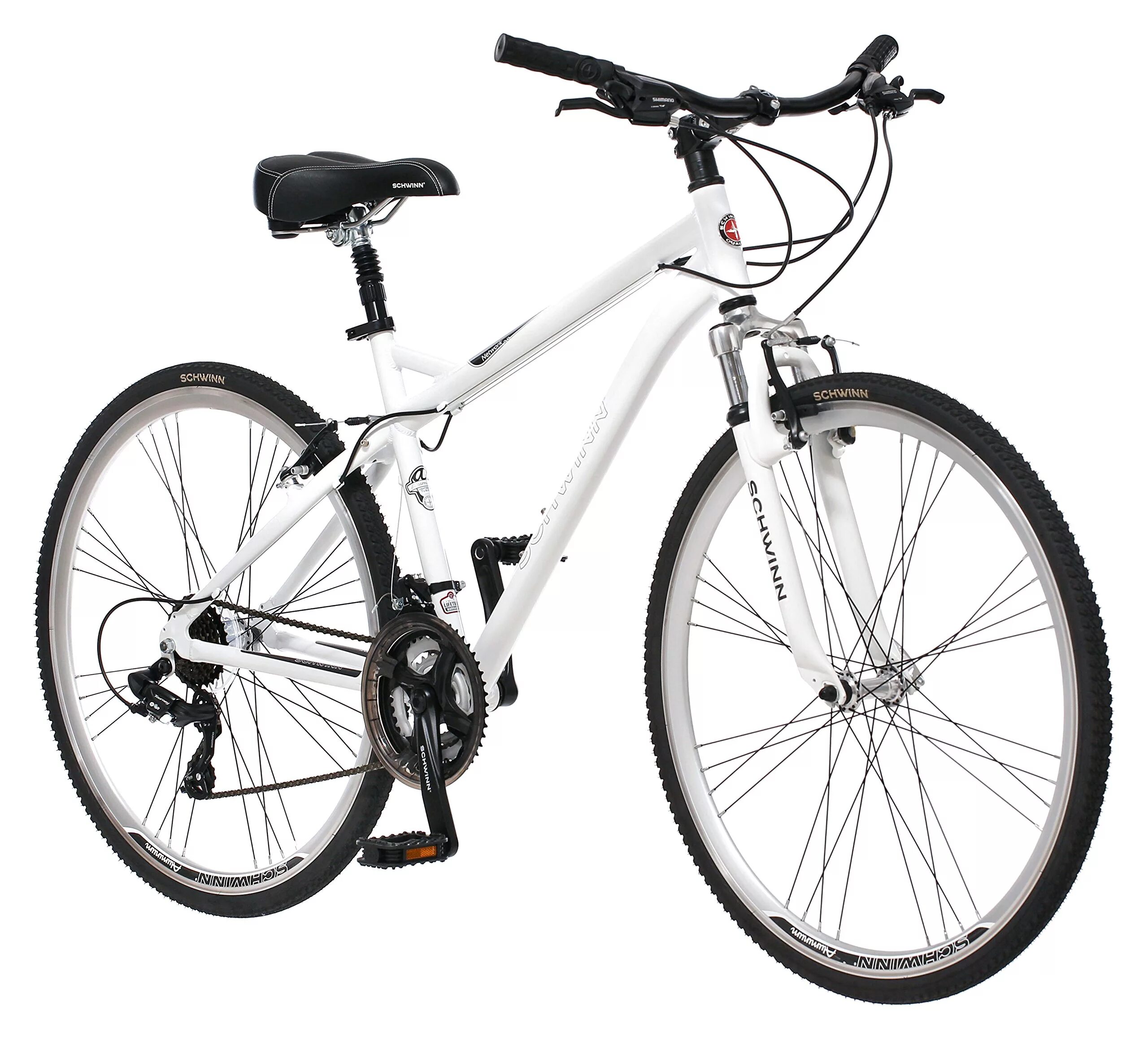 White bikes. Велосипед Швинн Schwinn мужской. Schwinn велосипед белый. Schwinn discover Hybrid Bike. Швин кросс Кантри велосипед.