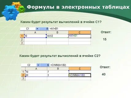 Укажите правильный адрес ячейки в электронной таблице