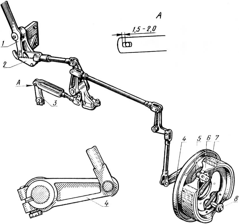 2 рычага стояночных тормозов. Рычаг ручника Урал 4320. Система ручника Урал 4320. Рычаг стояночного тормоза Урал 375. Тормозная система ручник Урал 4320.