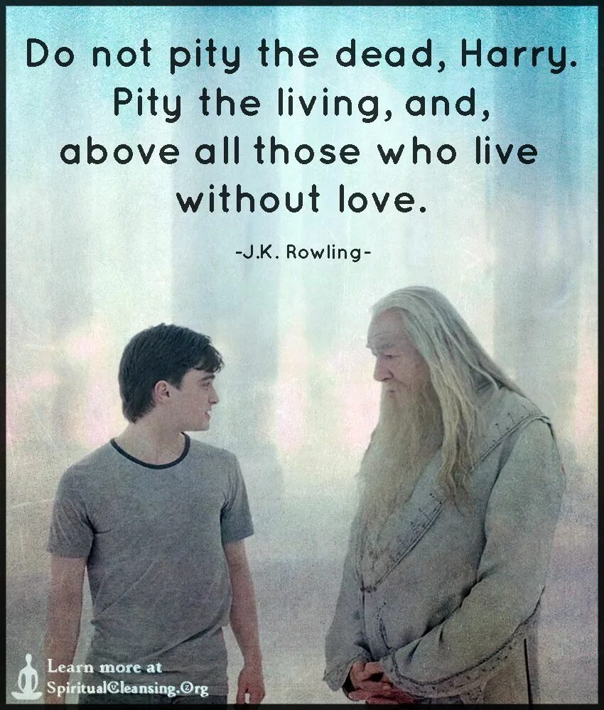 It is so pity. Do not pity the dead, harry. pity the living and above all, those who live without love.. not a pity. it&#039;s a pity. it is a pity.
