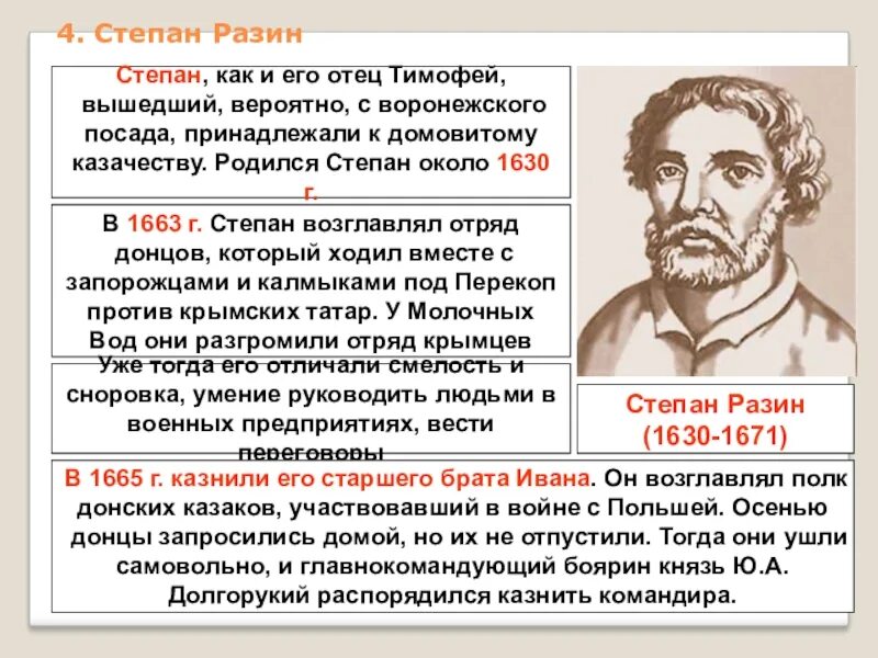 Авторская позиция в произведении стенька разин. Исторический портрет Степана Разина кратко.