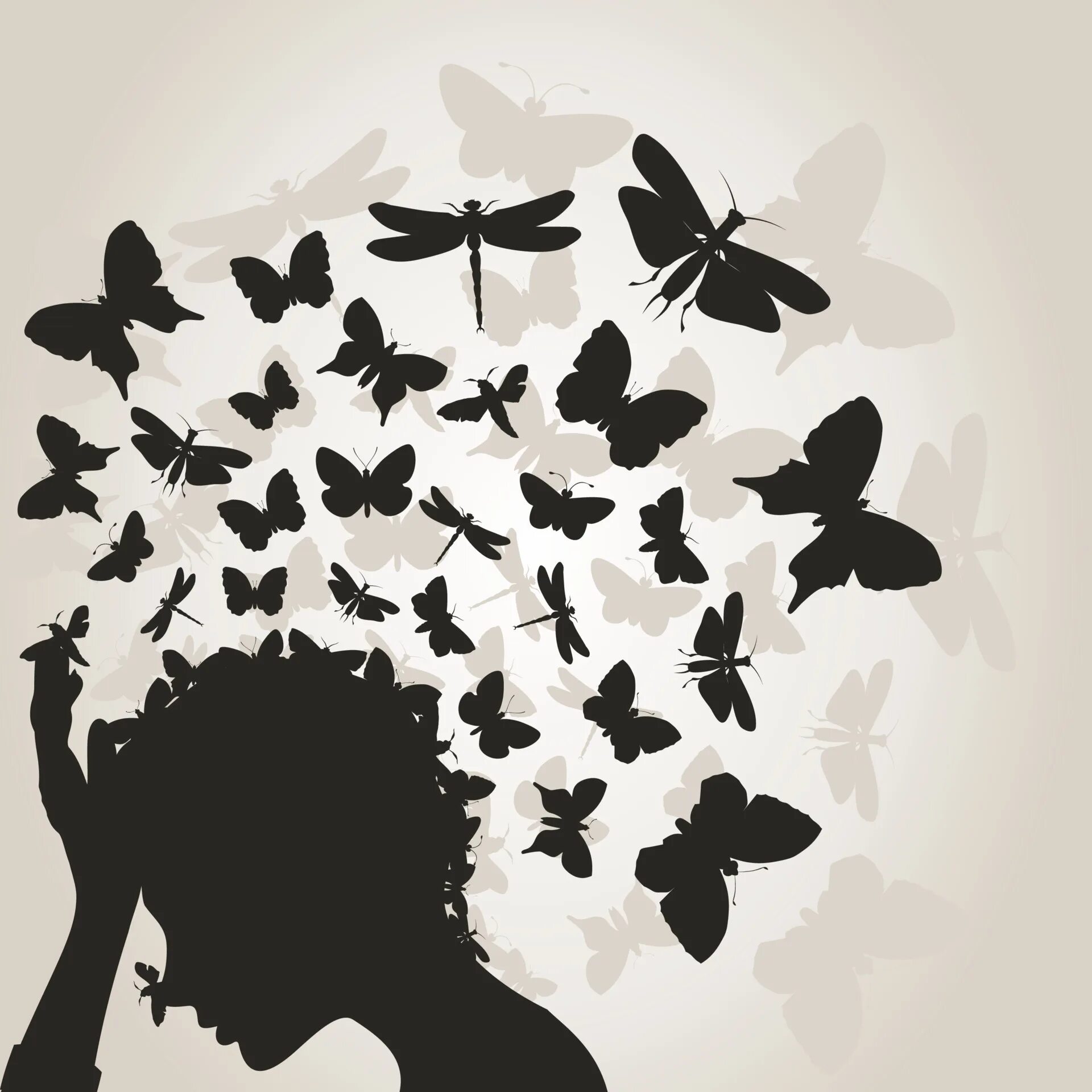 Бабочка над головой. Голова бабочки. Силуэт девушки с бабочками. Девушка из бабочек. Женщина с бабочками на голове.