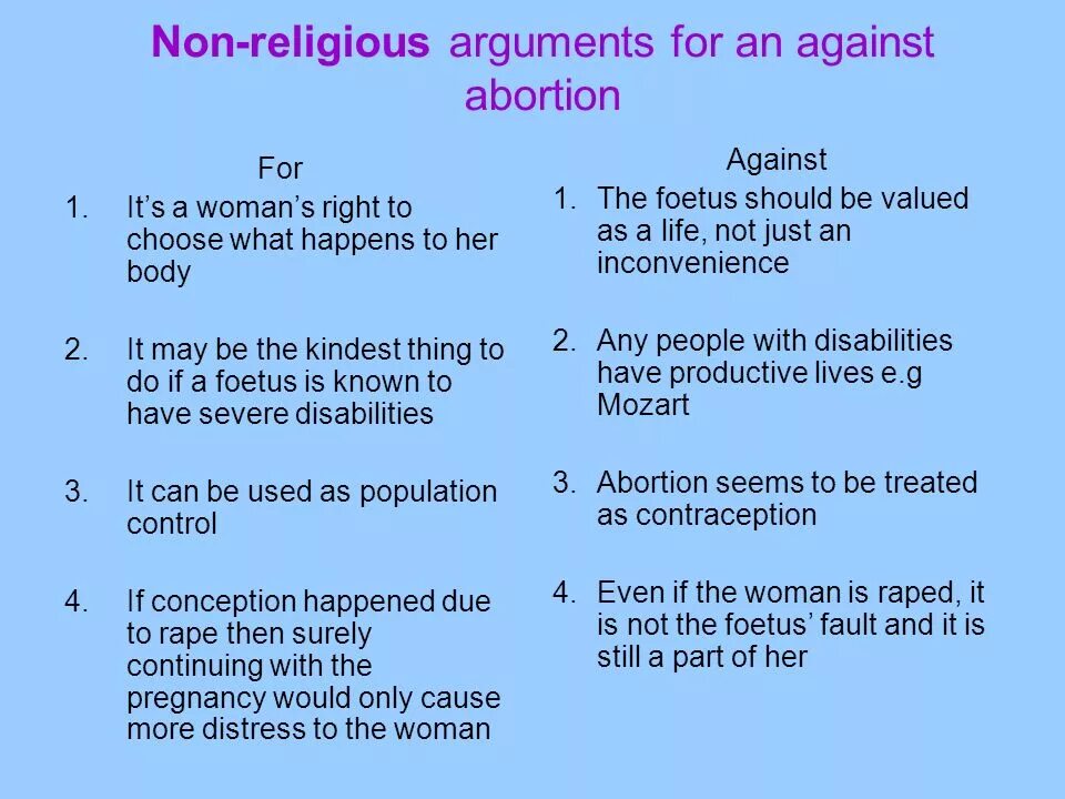 Arguments for and against. Abortion arguments. Against abortion. Arguments for.