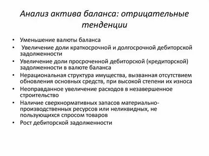 Уменьшение актива баланса