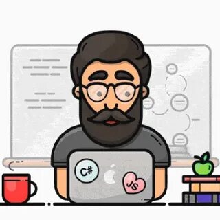 векторная картинка: мужчина за ноутбуком