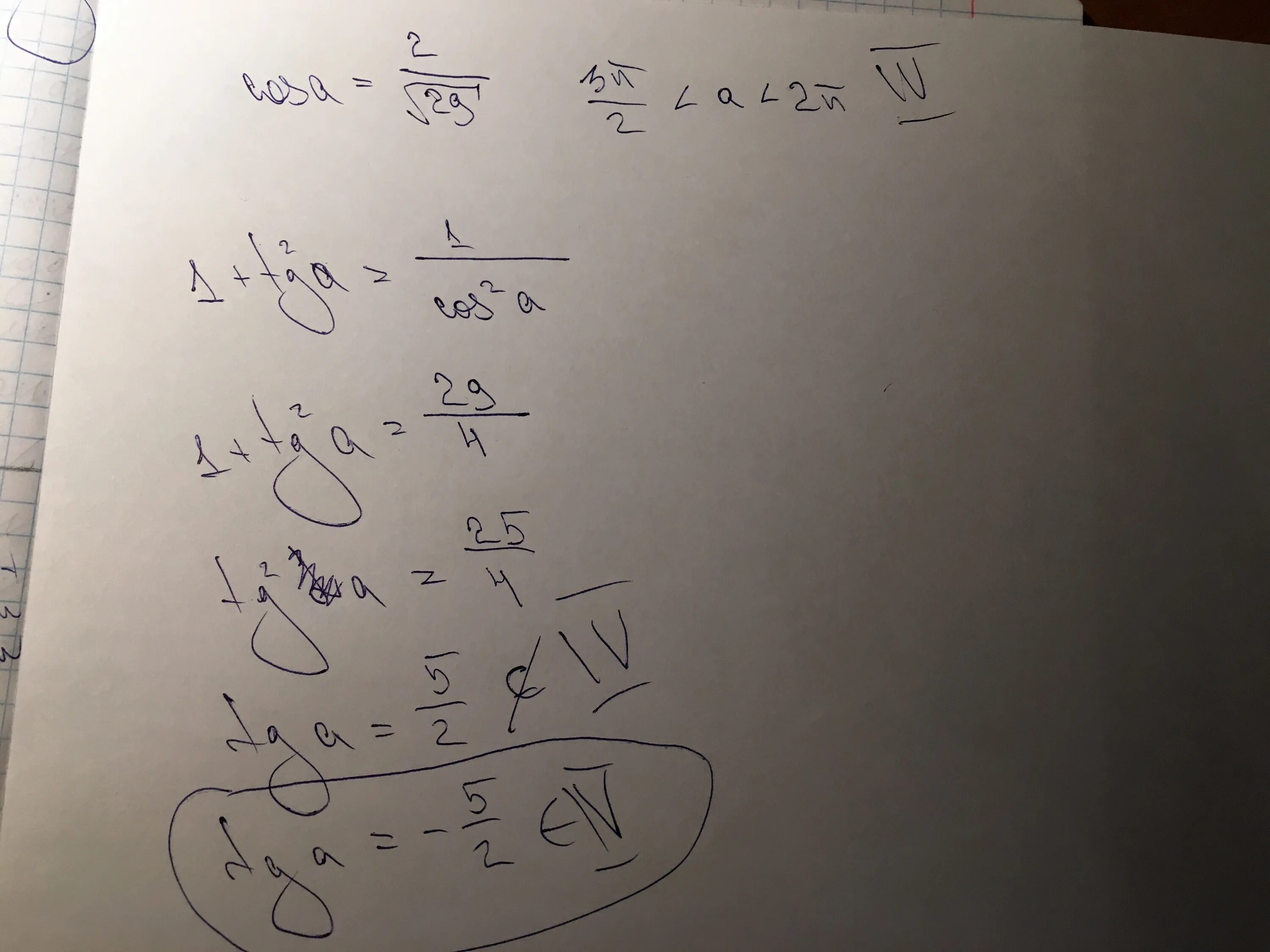 Cosa корень из 5 5. Найдите TG А если cos а= 1.корень 5. TG A если cos a 5корень29/29. TG 5п/2. Тг 5п на 2.