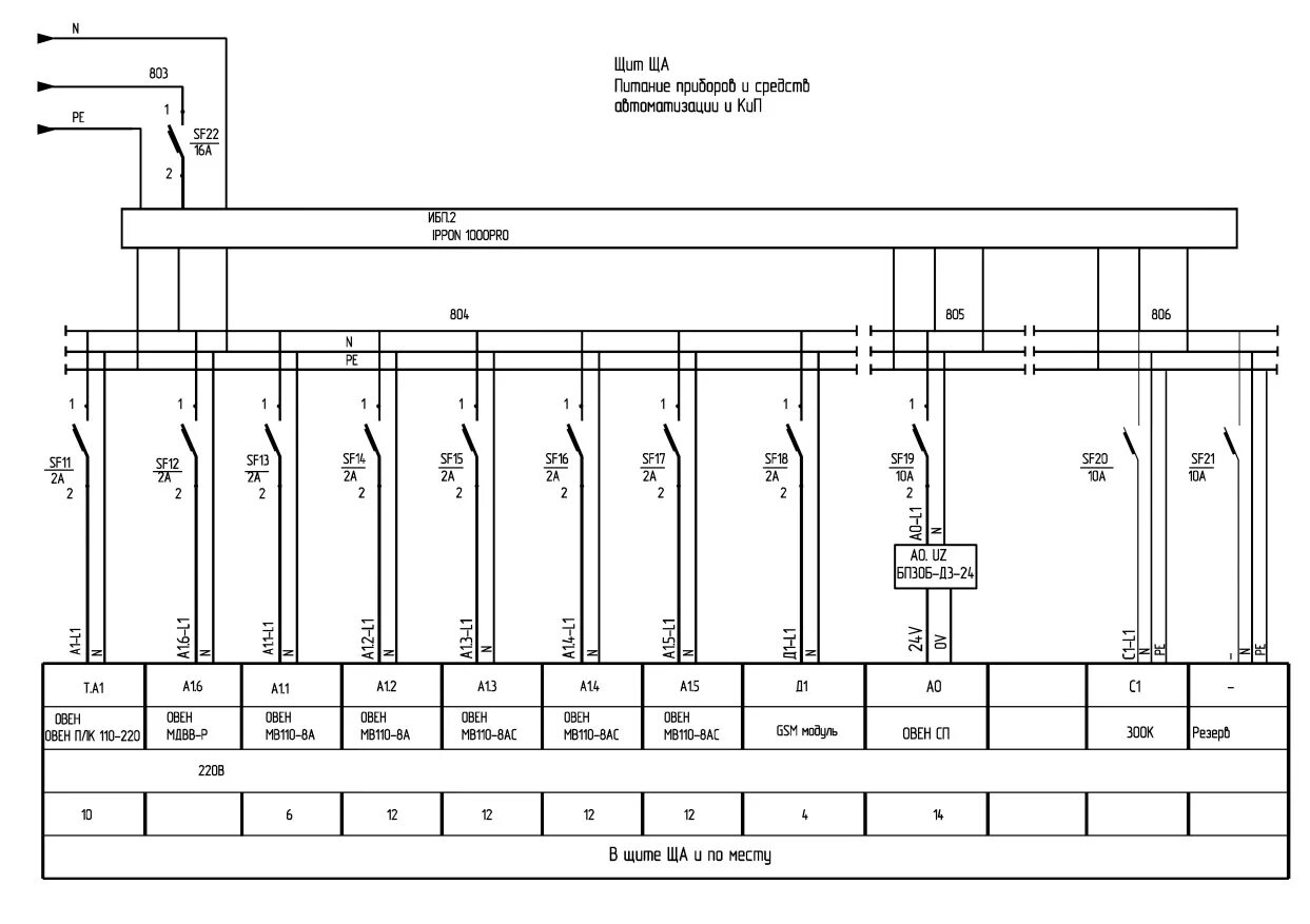 Щит схема электрическая принципиальная