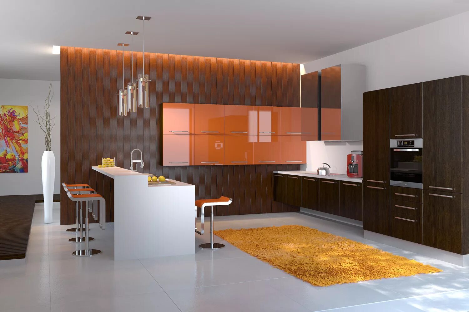 Купить акриловую кухню. Кухонный гарнитур в современном стиле. Кухня с оранжевыми фасадами. Кухни в стиле Модерн. Стиль Модерн фасады кухни.