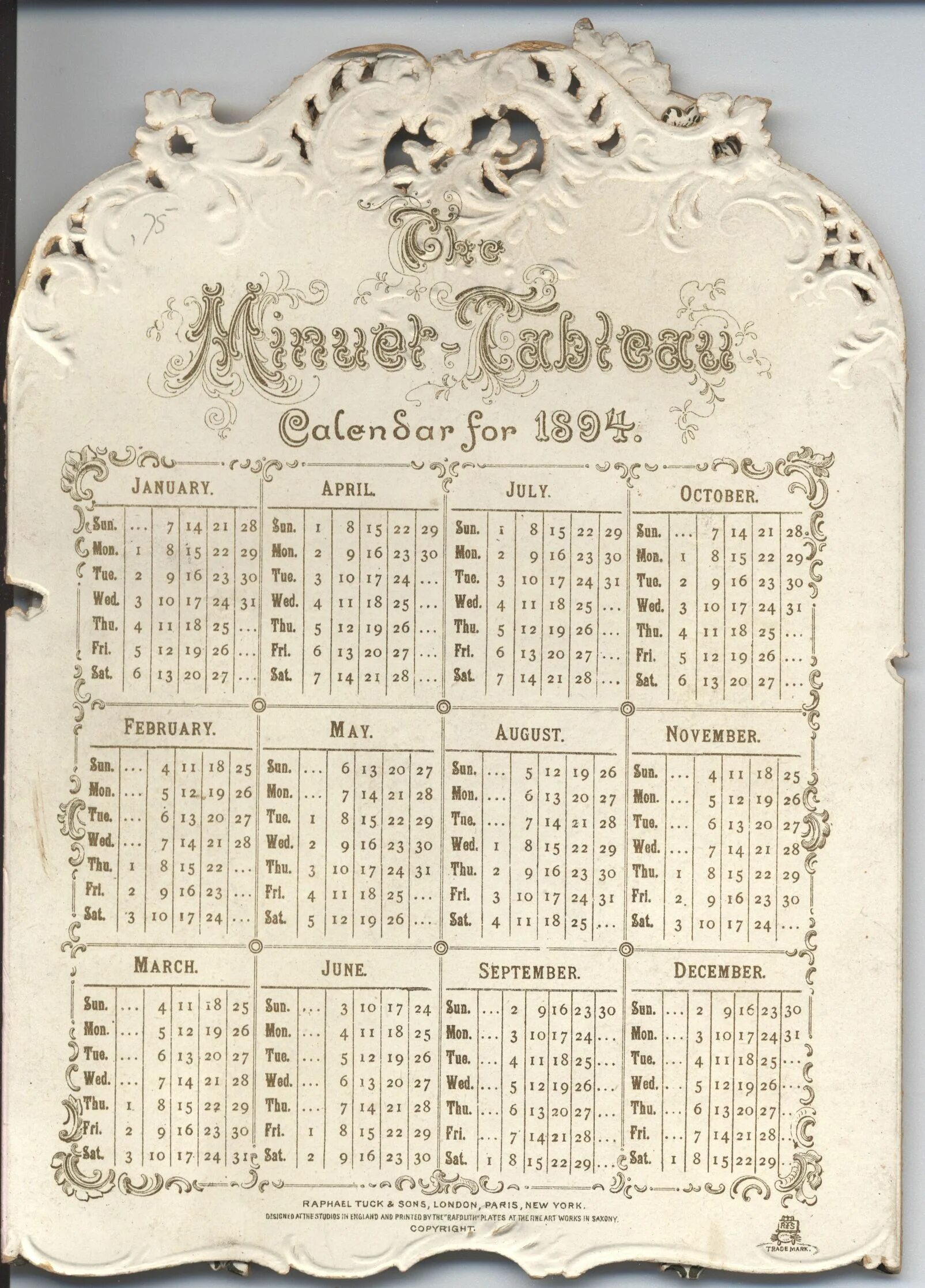 Тарелка "Стенной календарь на 1887 год". Россия, Ф-ка М.С.Кузнецова в ... Аукцио