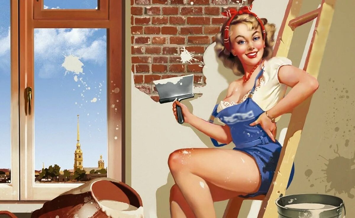 Пин ап рабочее t me pinupppp. Девушка сантехник. пин ап стройка. ретро девушки. пин ап девушки на стройке.