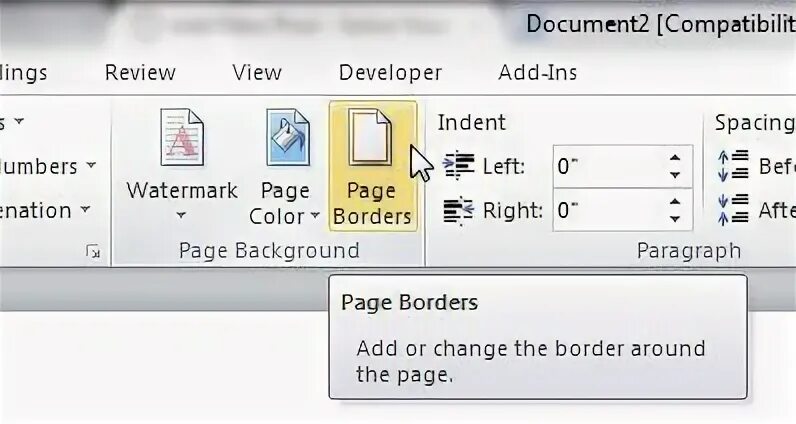 Document setattribute. Border document 5inx7in.