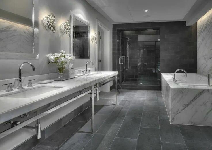 36 Modern Grey & White Bathrooms That Relax Mind Body & Soul Bagno grigio e bian