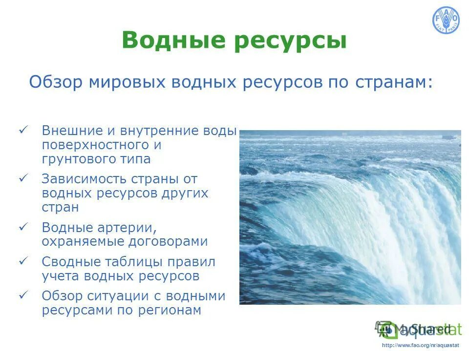 Виды водных ресурсов